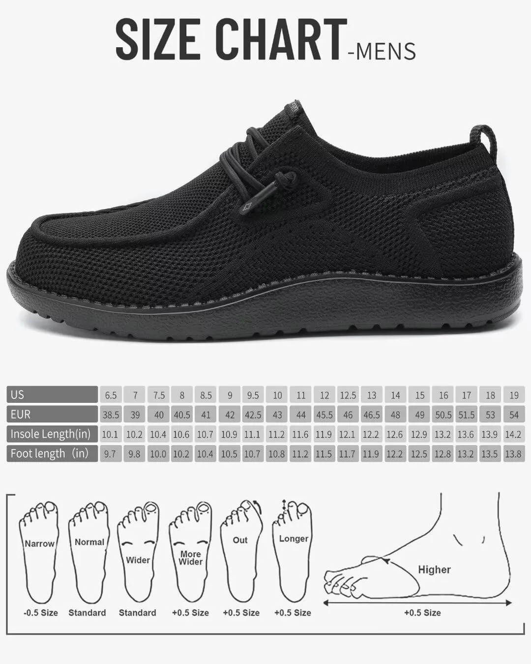 1TAZERO Men Wide Width Slip On Shoes Loafer with Arch Support Insoles Men Casual Shoes for Plantar Fasciiti with Arch Support