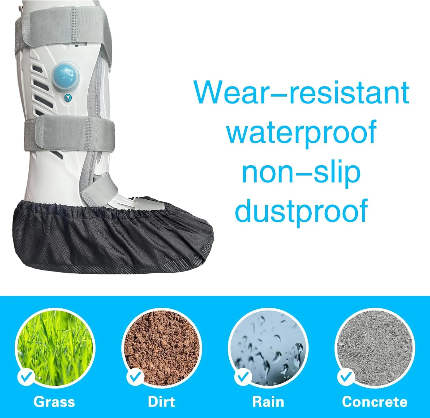 2 pcs Air Cam Walking Boot Covers, Fracture Medical Cast Boots Shoe Covers for Broken Foot Ankle Recovery With Waterproof Anti-slip and Washable (X-Large)