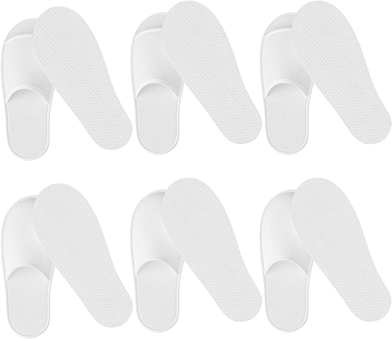 6 Pairs Disposable Spa Slippers for Guest – White Linen Open & Closed Toe, Non-Slip Indoor Slippers for Men Size 10 and Women Size 11 Ideal for House, Hotel, Travel, Wedding Use