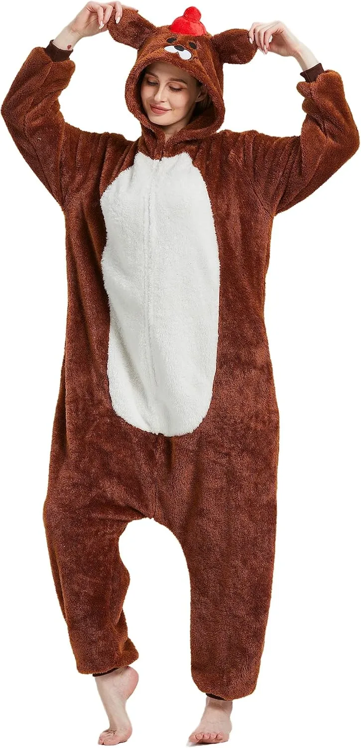 Adult Onesie Pajamas - Unisex Halloween Animal Costume Sleepwear for Men & Women - Comfy & Fun Cosplay Outfit