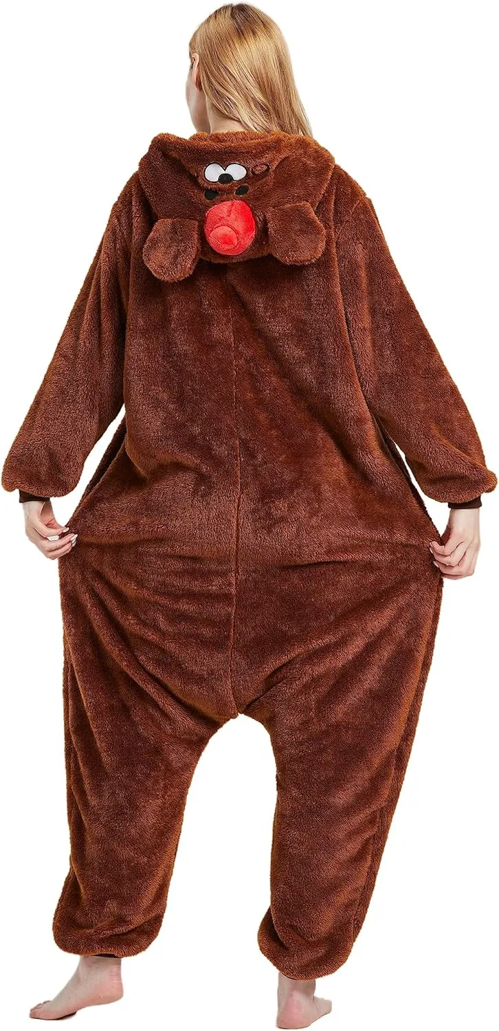 Adult Onesie Pajamas - Unisex Halloween Animal Costume Sleepwear for Men & Women - Comfy & Fun Cosplay Outfit
