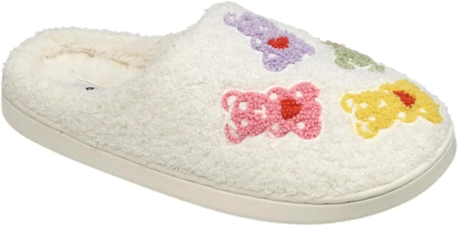 AEROPOSTALE Women's Slippers - Fuzzy Cushioned Comfort Slip-On House Shoes Clog Slipper, Indoor Outdoor Slippers - Printed Design- Slippers for Women