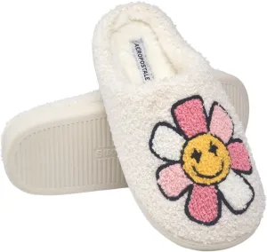 AEROPOSTALE Women's Slippers - Fuzzy Cushioned Comfort Slip-On House Shoes Clog Slipper, Indoor Outdoor Slippers - Printed Design- Slippers for Women
