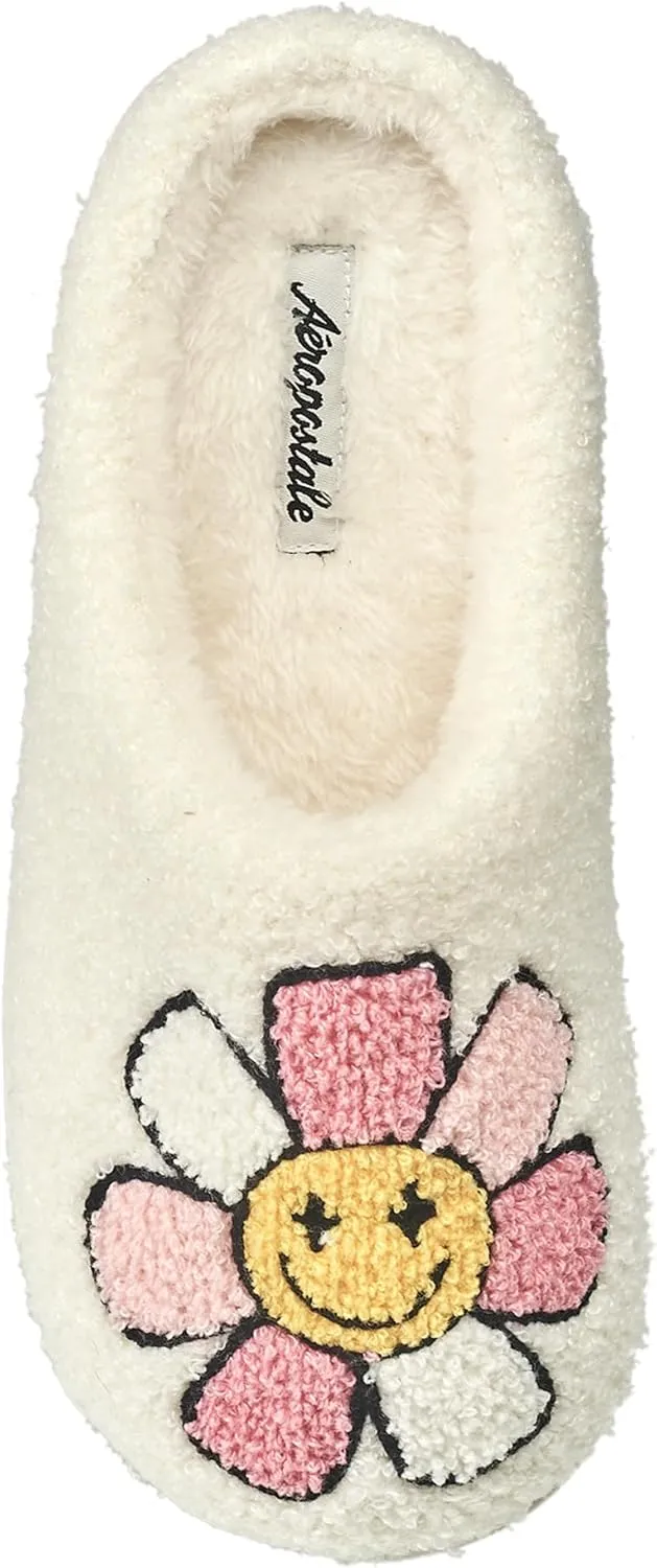 AEROPOSTALE Women's Slippers - Fuzzy Cushioned Comfort Slip-On House Shoes Clog Slipper, Indoor Outdoor Slippers - Printed Design- Slippers for Women