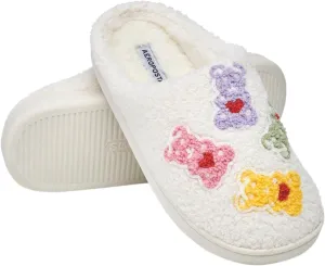 AEROPOSTALE Women's Slippers - Fuzzy Cushioned Comfort Slip-On House Shoes Clog Slipper, Indoor Outdoor Slippers - Printed Design- Slippers for Women