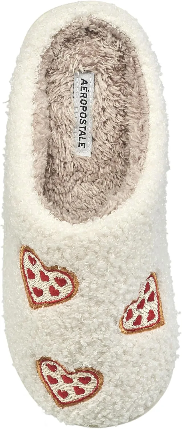 AEROPOSTALE Women's Slippers - Fuzzy Cushioned Comfort Slip-On House Shoes Clog Slipper, Indoor Outdoor Slippers - Printed Design- Slippers for Women