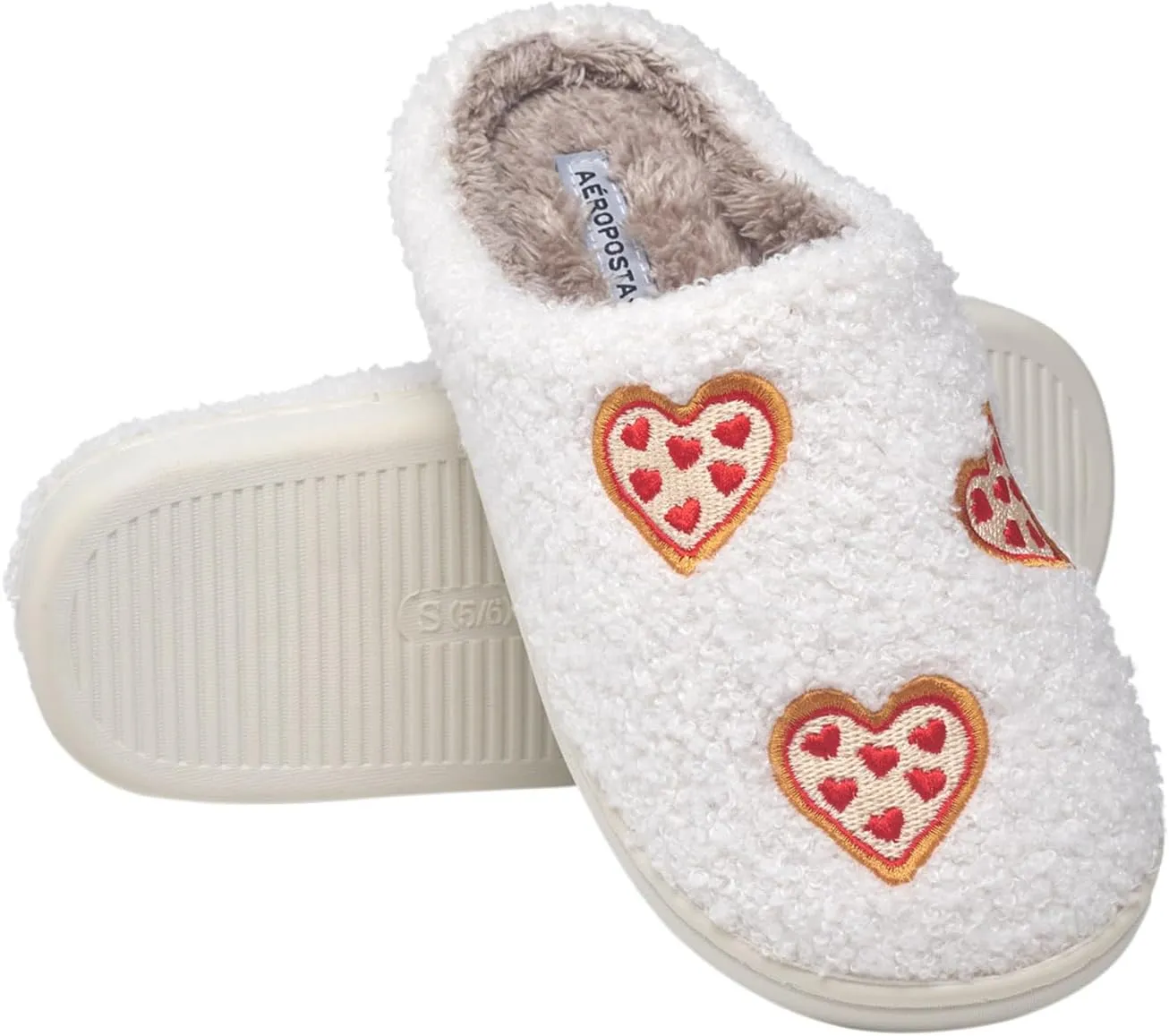 AEROPOSTALE Women's Slippers - Fuzzy Cushioned Comfort Slip-On House Shoes Clog Slipper, Indoor Outdoor Slippers - Printed Design- Slippers for Women