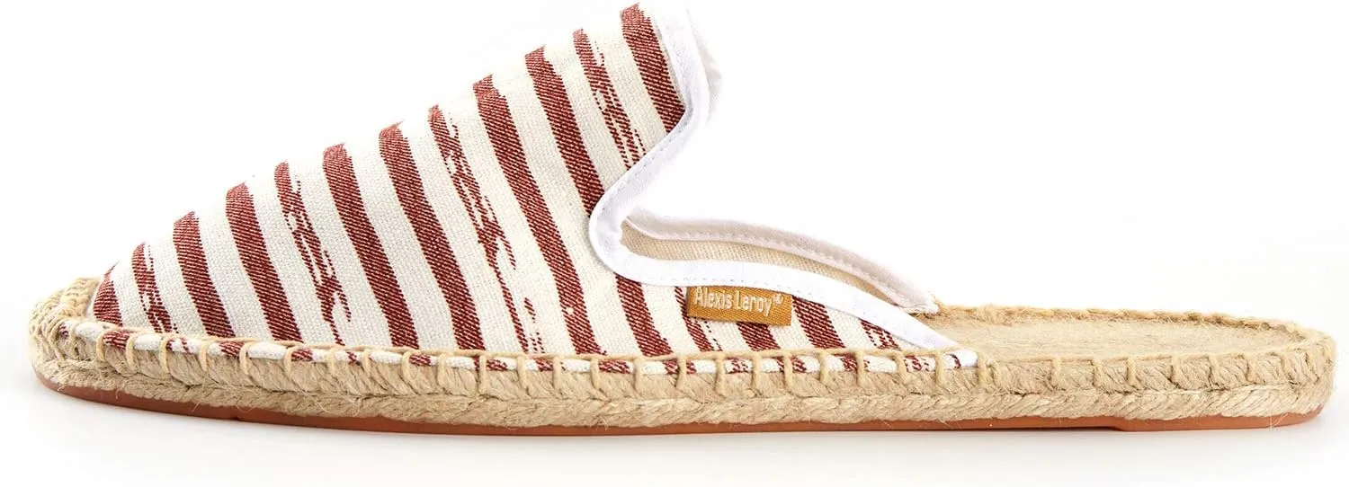 Alexis Leroy Men's Closed Toe Classic Stripe Flat Espadrille Mules