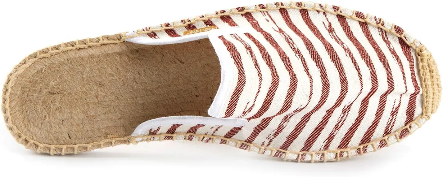 Alexis Leroy Men's Closed Toe Classic Stripe Flat Espadrille Mules
