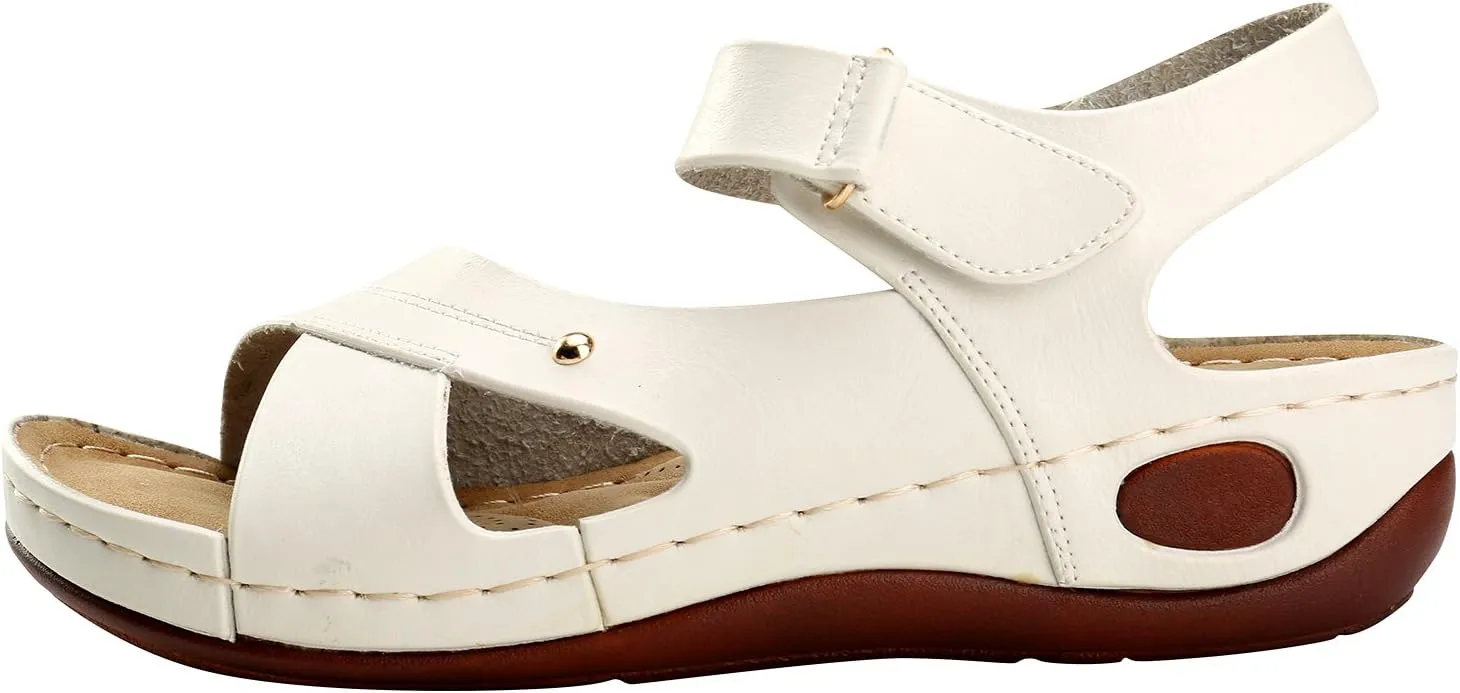 Alexis Leroy Summer Ankle Strap Comfort Sole Open Toe Flat Women's Sandals