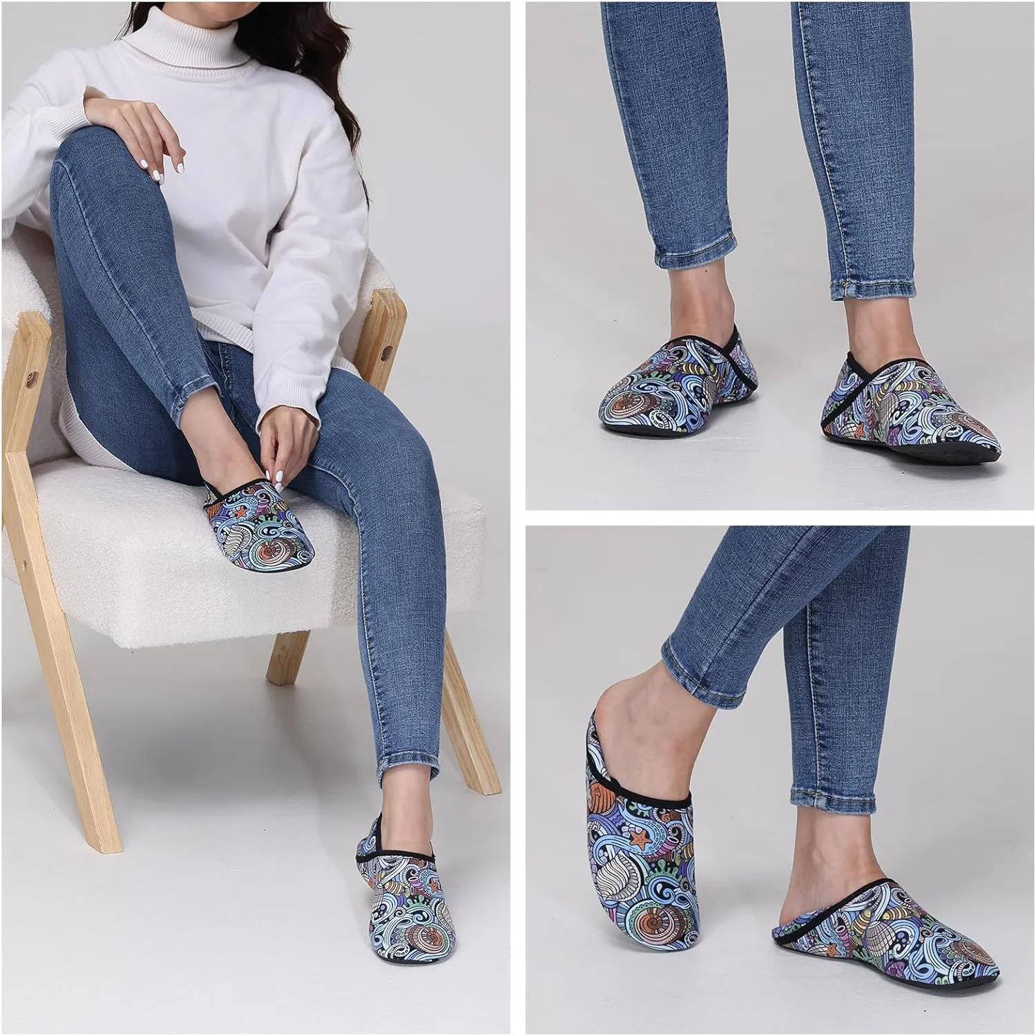 ANLUKE Slipper for Women Men Slipper Socks Fuzzy House Shoes Rubber Sole Slip On Soft-Lightweight Non Slip Indoor/Outdoor