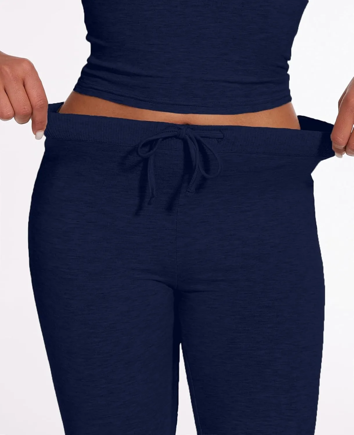 AnotherChill Women's 2 Piece Lounge Sets Straight Leg Pants Set Short Sleeve Crop T-shirt Casual Outfits Comfy Loungewear
