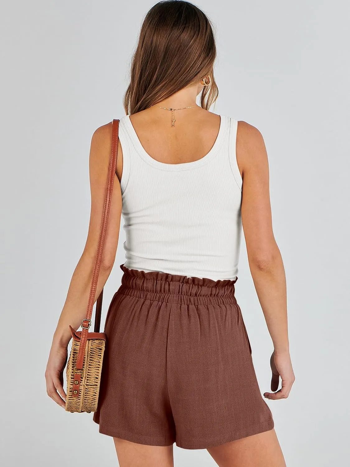 ANRABESS Linen Shorts for Women Summer Casual Wide Leg Loose High Waist Drawstring Dressy Beach Shorts 2025 Comfy Clothes