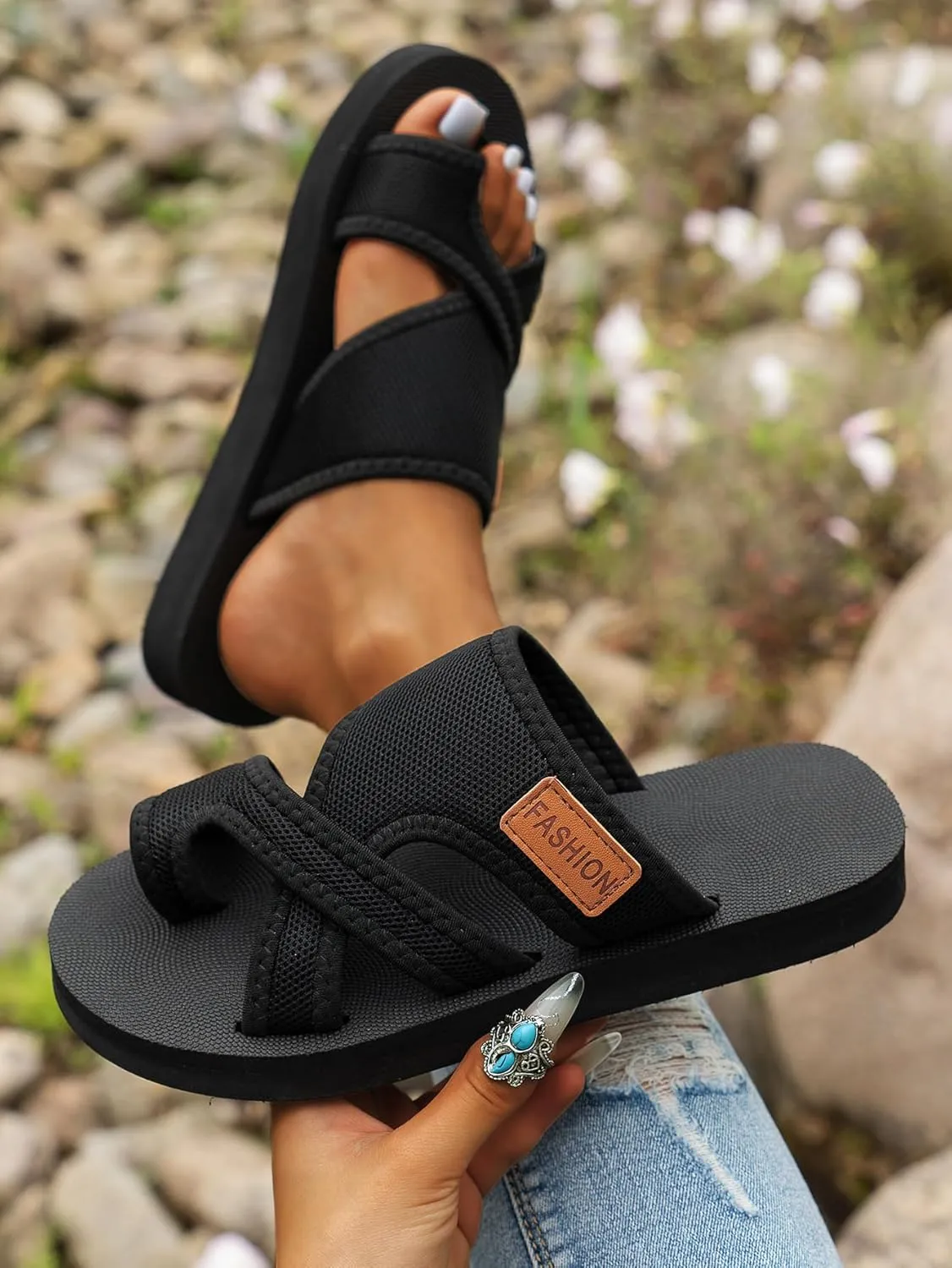 Breathable Mesh Sports Sandals, Women’s Open Toe Beach Casual Walking Shoe Summer Flat Slipper