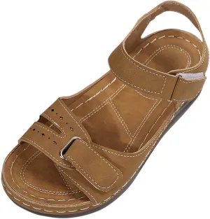 Brown Sandals for Women Hiking Comfy Sport Walking Sandal Outdoor Athletic Water Shoes with Three Adjustable Straps Beach Shoe