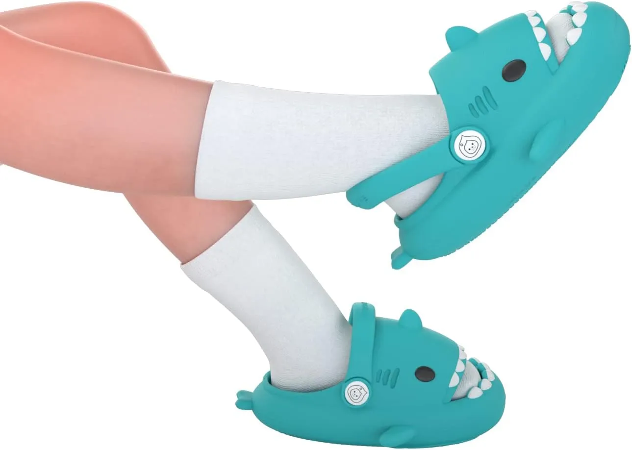 ChayChax Boys Girl Cloud Shark Slides Non-Slip Novelty Open Toe Sandals Extremely Comfy Cushioned Thick Sole Cute Cartoon Shower Slippers Indoor & Outdoor