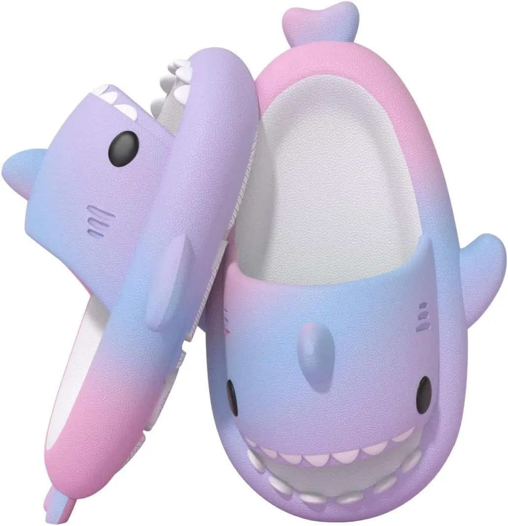 ChayChax Boys Girl Cloud Shark Slides Non-Slip Novelty Open Toe Sandals Extremely Comfy Cushioned Thick Sole Cute Cartoon Shower Slippers Indoor & Outdoor