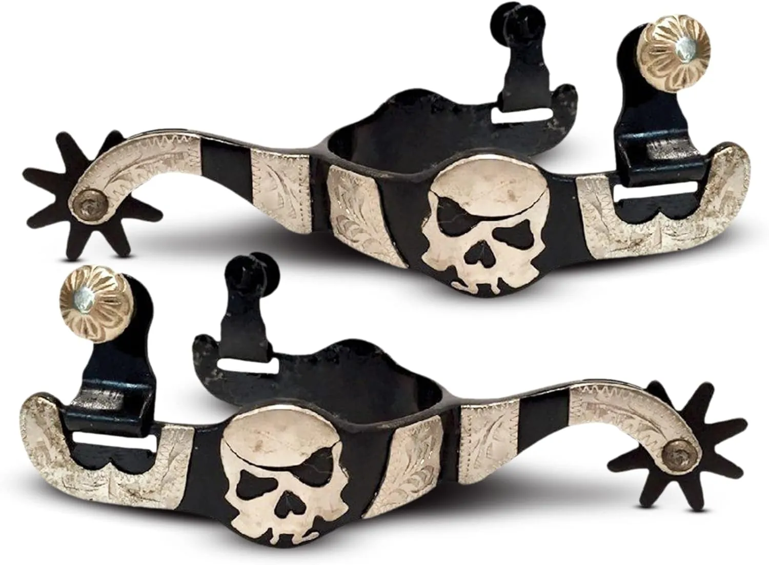 Colorado Saddlery The Deadwood Spurs for Men - Black Steel, Stylish Boot Spurs with 1-1/4" Eight Point Rowels - Perfect for Trail Riding, Horse Tack, Outfitting - Comes in a Pair