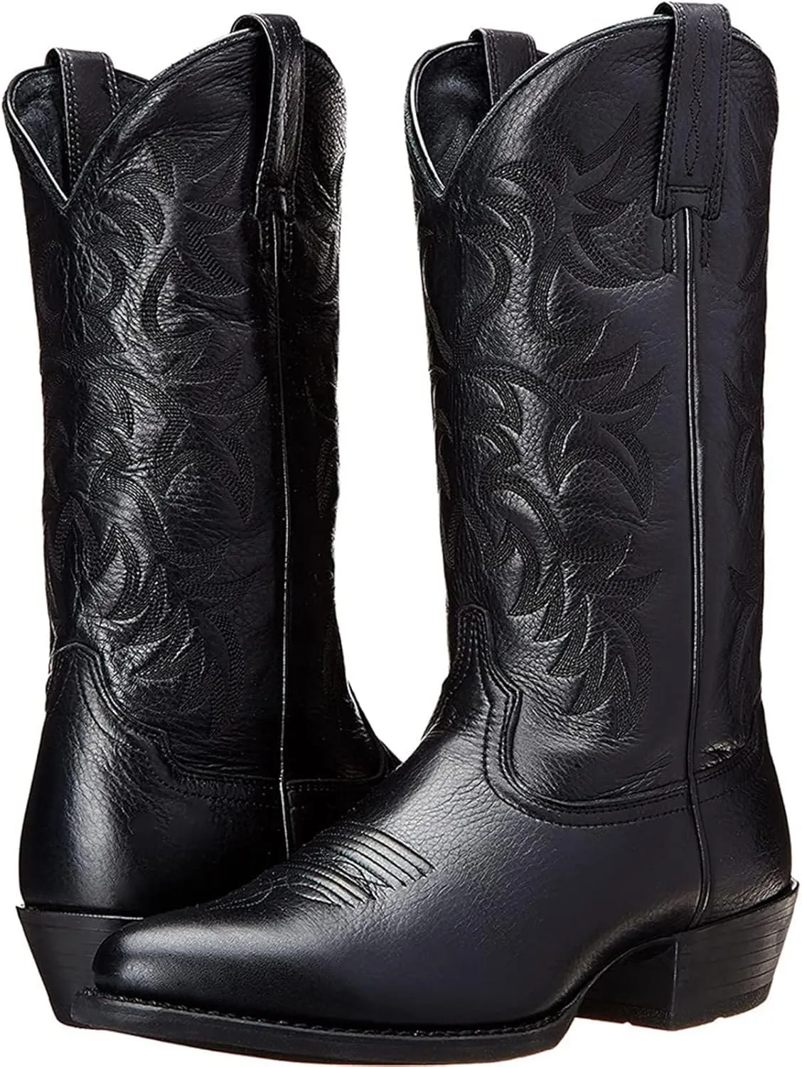 Cowboy Boots for Men Pointy Toe Men's Western Boots Cowgirl Boots Mid Calf Boots Knee High Embroidered Chunky Heel Boot