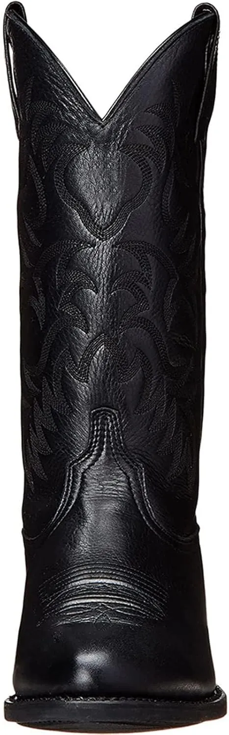 Cowboy Boots for Men Pointy Toe Men's Western Boots Cowgirl Boots Mid Calf Boots Knee High Embroidered Chunky Heel Boot