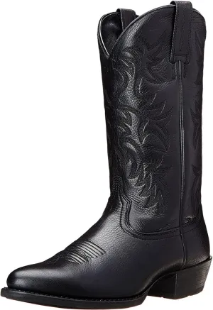 Cowboy Boots for Men Pointy Toe Men's Western Boots Cowgirl Boots Mid Calf Boots Knee High Embroidered Chunky Heel Boot
