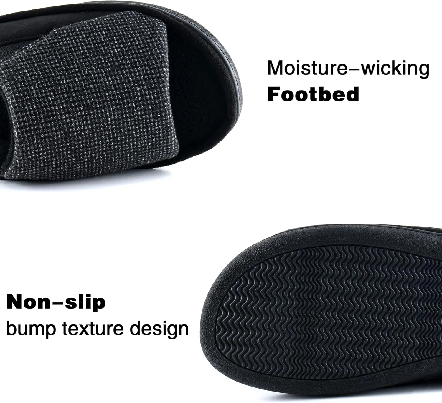 Cozy Men's Open Toe House Slippers Memory Foam,Comfy Slip On Indoor Slippers for Men Breathable, Non-Slip Soft Bedroom Home Slippers Lightweight