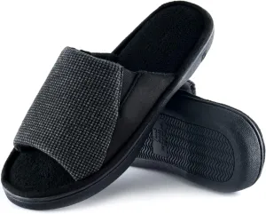 Cozy Men's Open Toe House Slippers Memory Foam,Comfy Slip On Indoor Slippers for Men Breathable, Non-Slip Soft Bedroom Home Slippers Lightweight