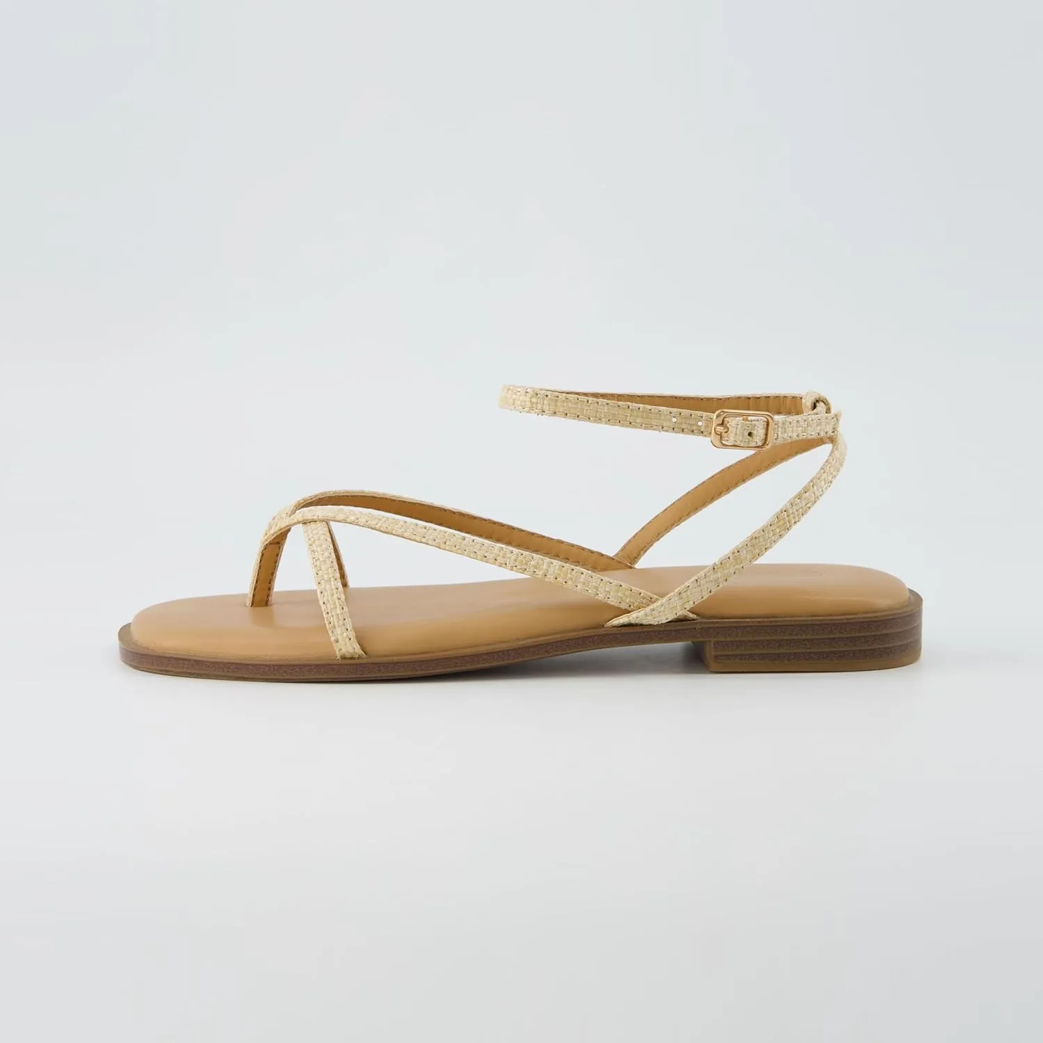 CUSHIONAIRE Women's Vida strappy flat sandal  Memory Foam and Wide Widths Available