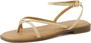 CUSHIONAIRE Women's Vida strappy flat sandal  Memory Foam and Wide Widths Available
