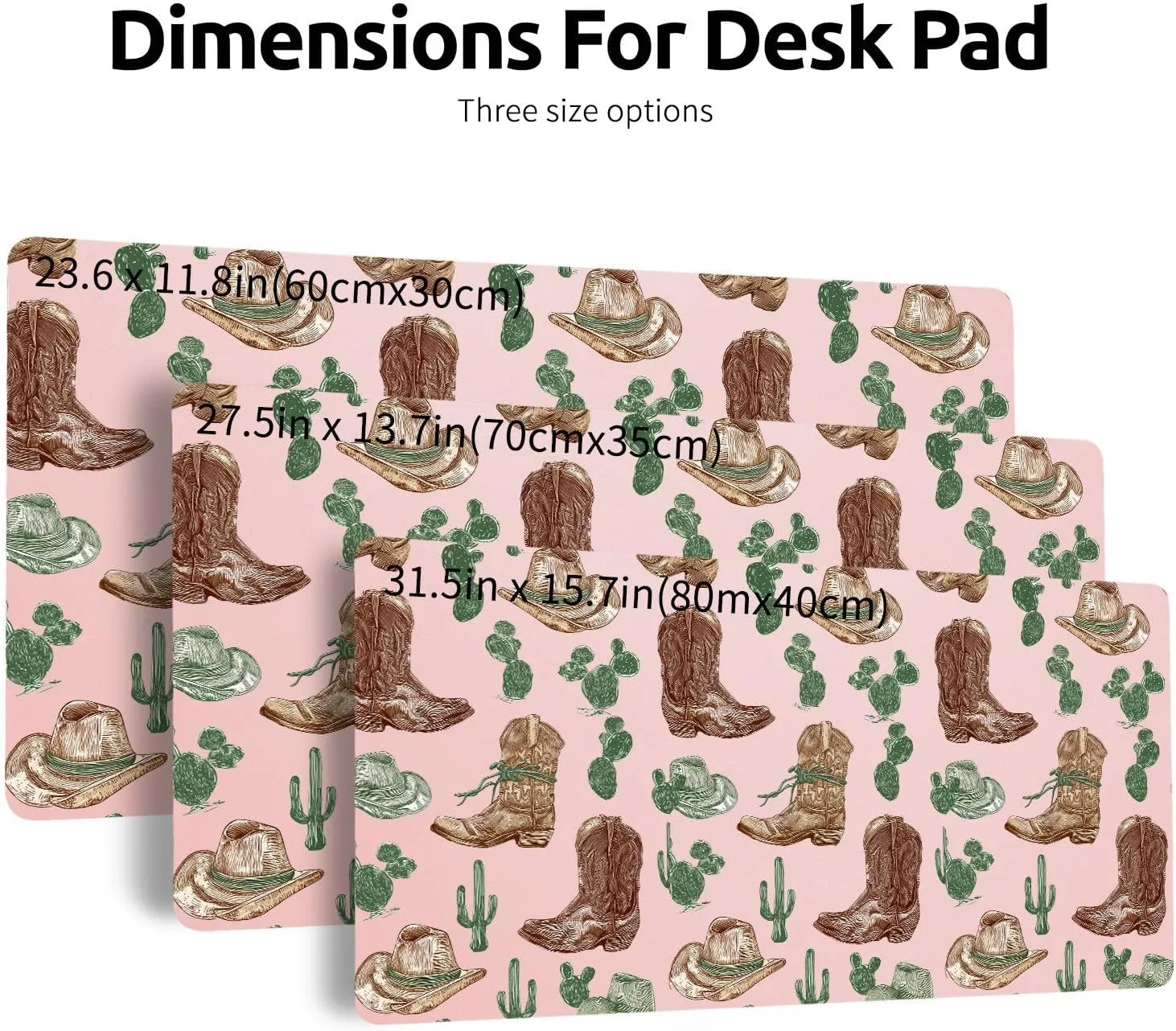 Cute Cool Pattern Large Desk pad 31.5''X15.7''Pretty Cowgirl Boot Desktop Pad Pu Leather Mats Fashion Soft Waterproof Non-Slip Table pad for Girls Women Office Home Work Computer Game
