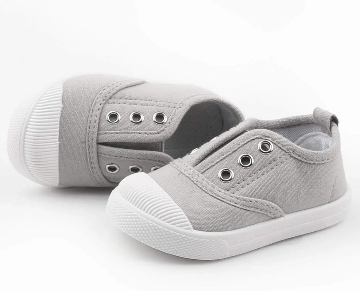 DADAWEN Boy's Girl's Candy Color Canvas Slip-On Lightweight Sneakers Cute Casual Running Shoes