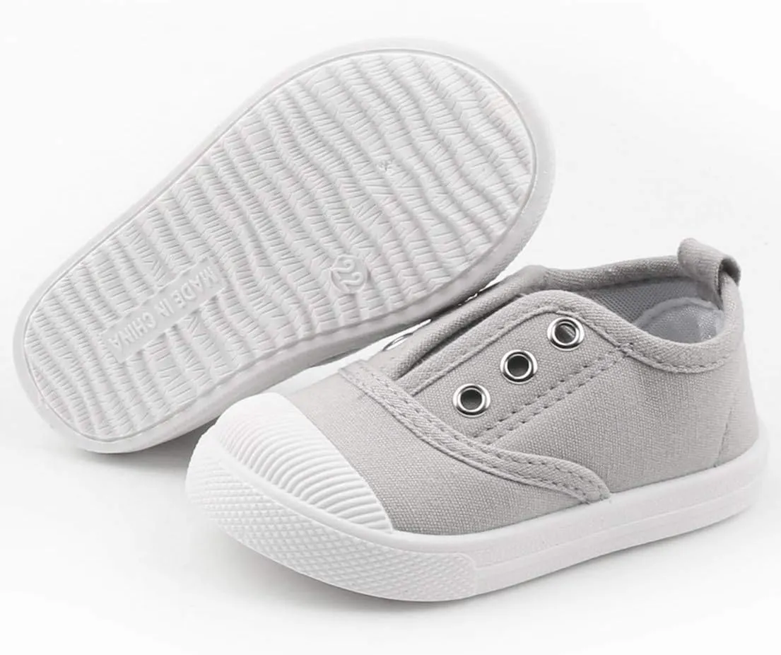DADAWEN Boy's Girl's Candy Color Canvas Slip-On Lightweight Sneakers Cute Casual Running Shoes