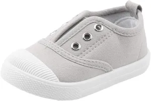 DADAWEN Boy's Girl's Candy Color Canvas Slip-On Lightweight Sneakers Cute Casual Running Shoes