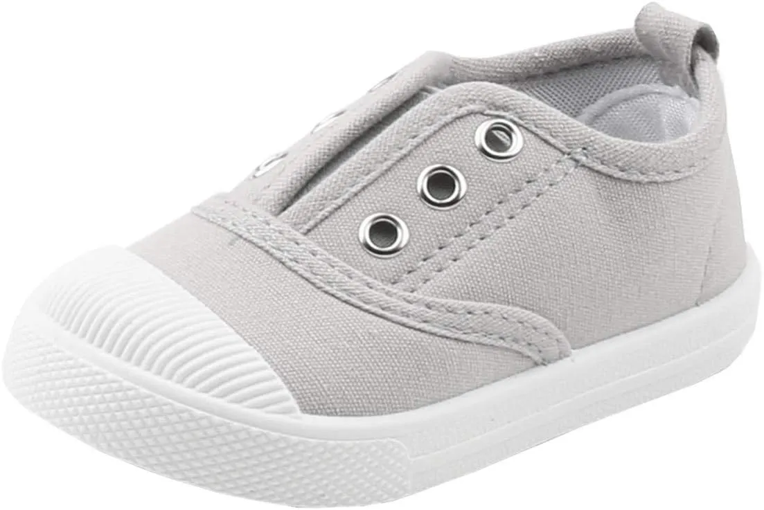 DADAWEN Boy's Girl's Candy Color Canvas Slip-On Lightweight Sneakers Cute Casual Running Shoes