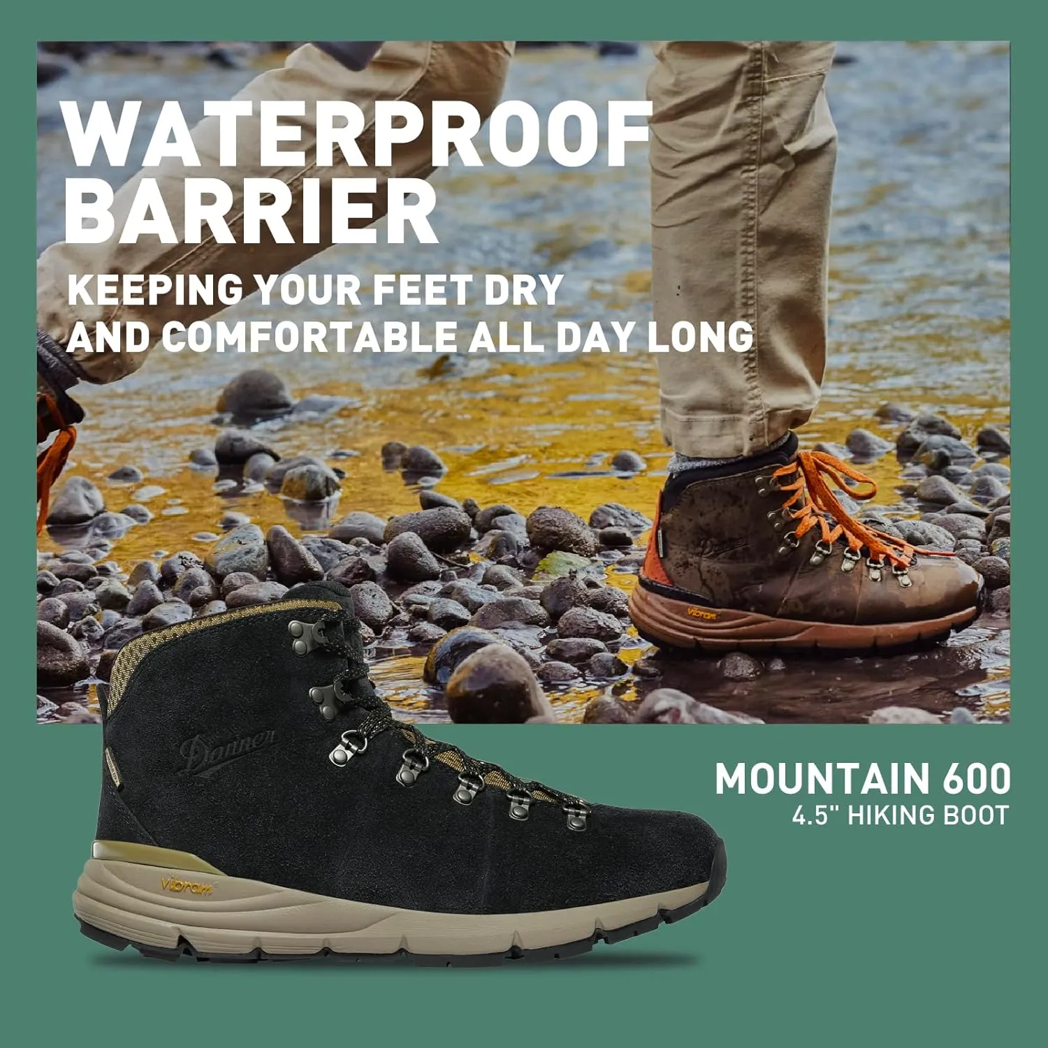 Danner Mountain 600 Hiking Boots for Women - Waterproof, Durable Suede Upper, Breathable Lining, Triple-Density Footbed & Vibram Traction Outsole
