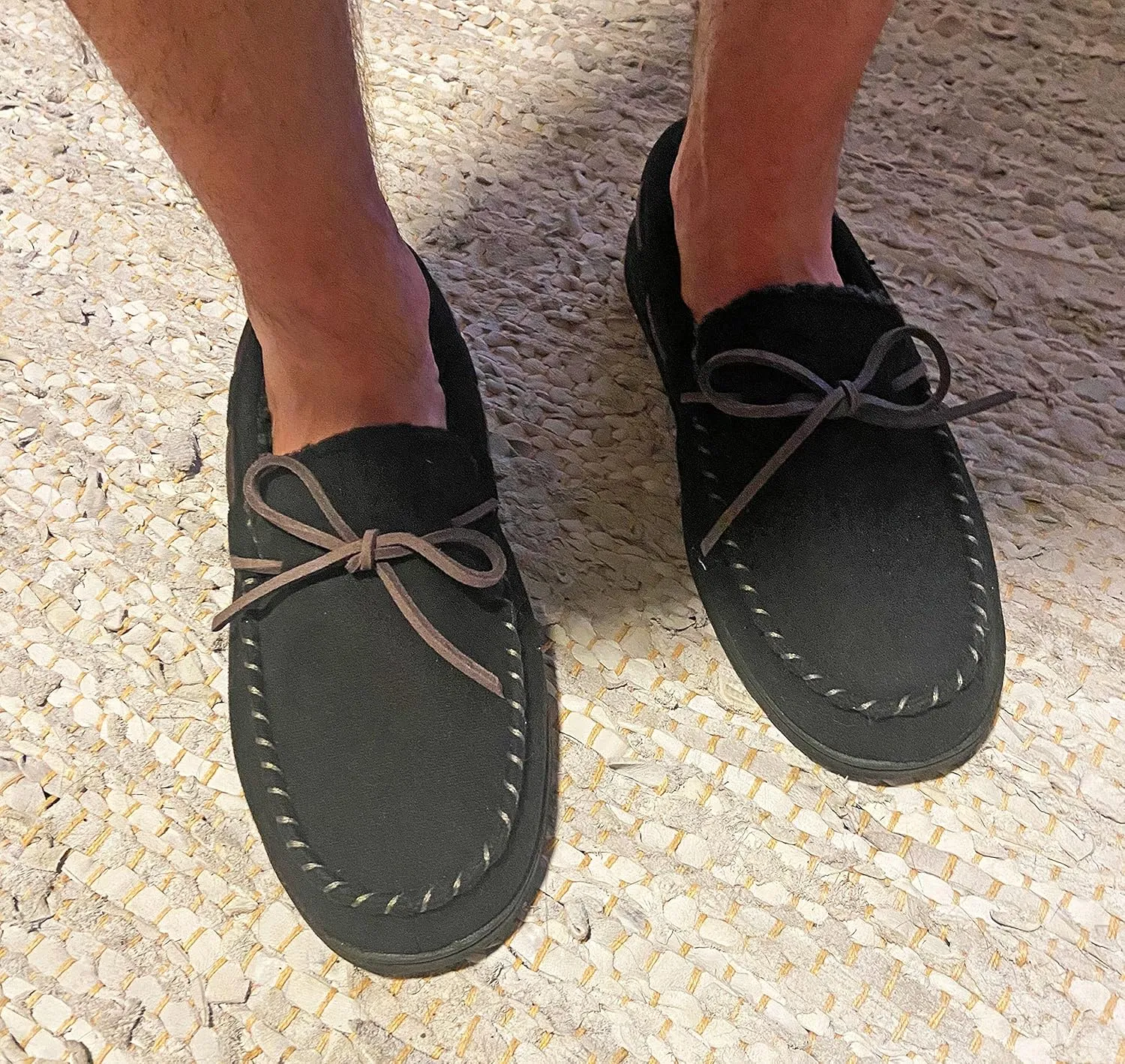 Dearfoams Gifts for Men, Dad, Brother, Husband - Men's Moccasin Slippers - Breathable Memory Foam Toby Men's Slipper
