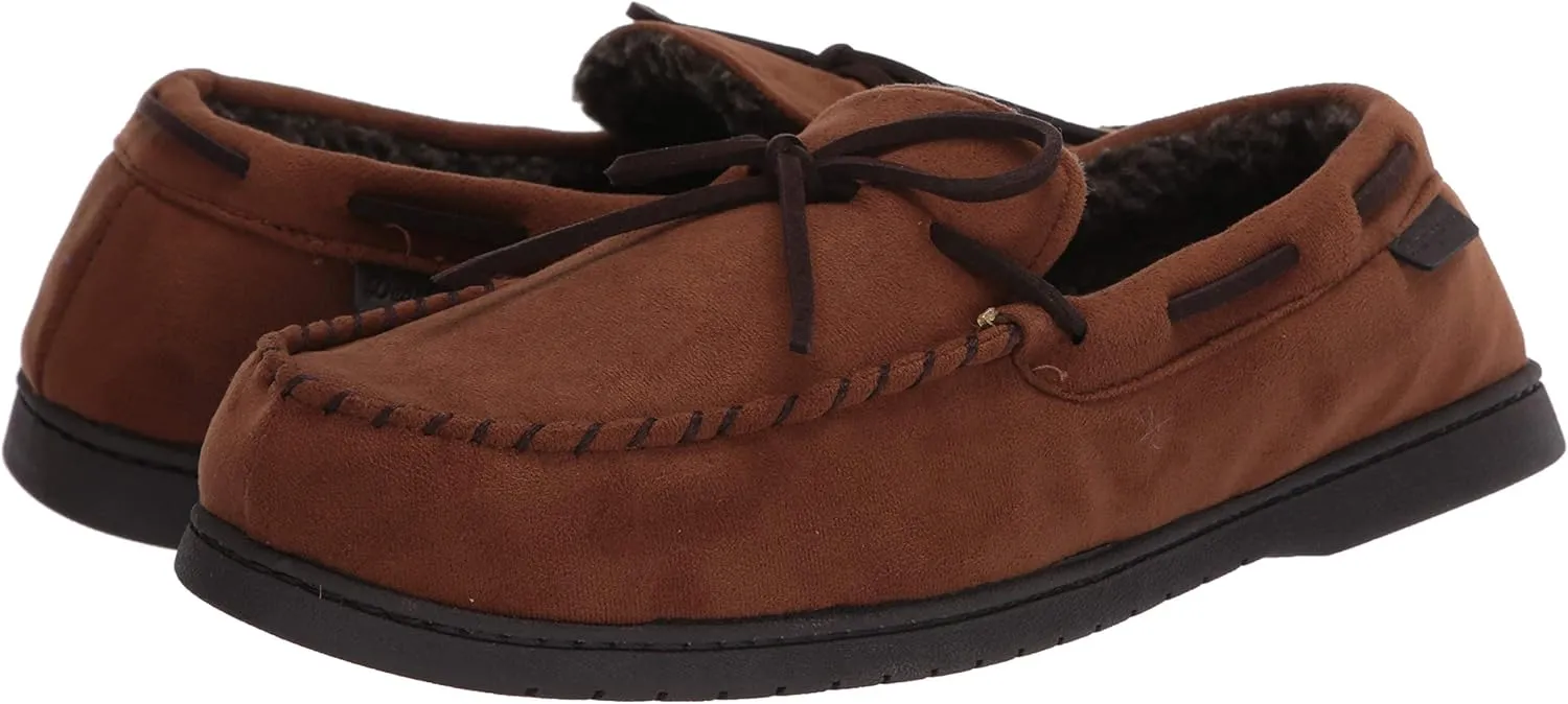 Dearfoams Gifts for Men, Dad, Brother, Husband - Men's Moccasin Slippers - Breathable Memory Foam Toby Men's Slipper