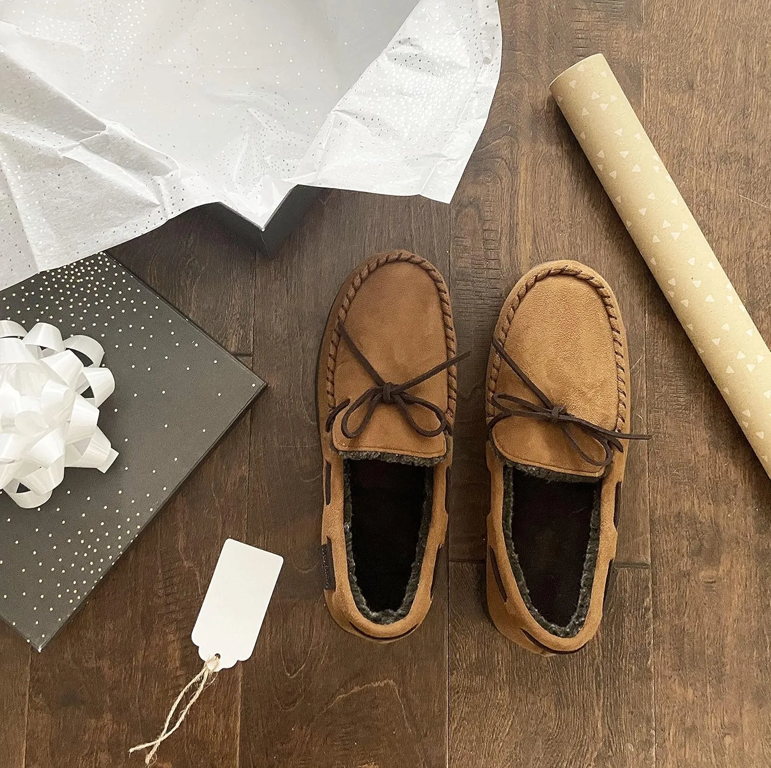Dearfoams Gifts for Men, Dad, Brother, Husband - Men's Moccasin Slippers - Breathable Memory Foam Toby Men's Slipper