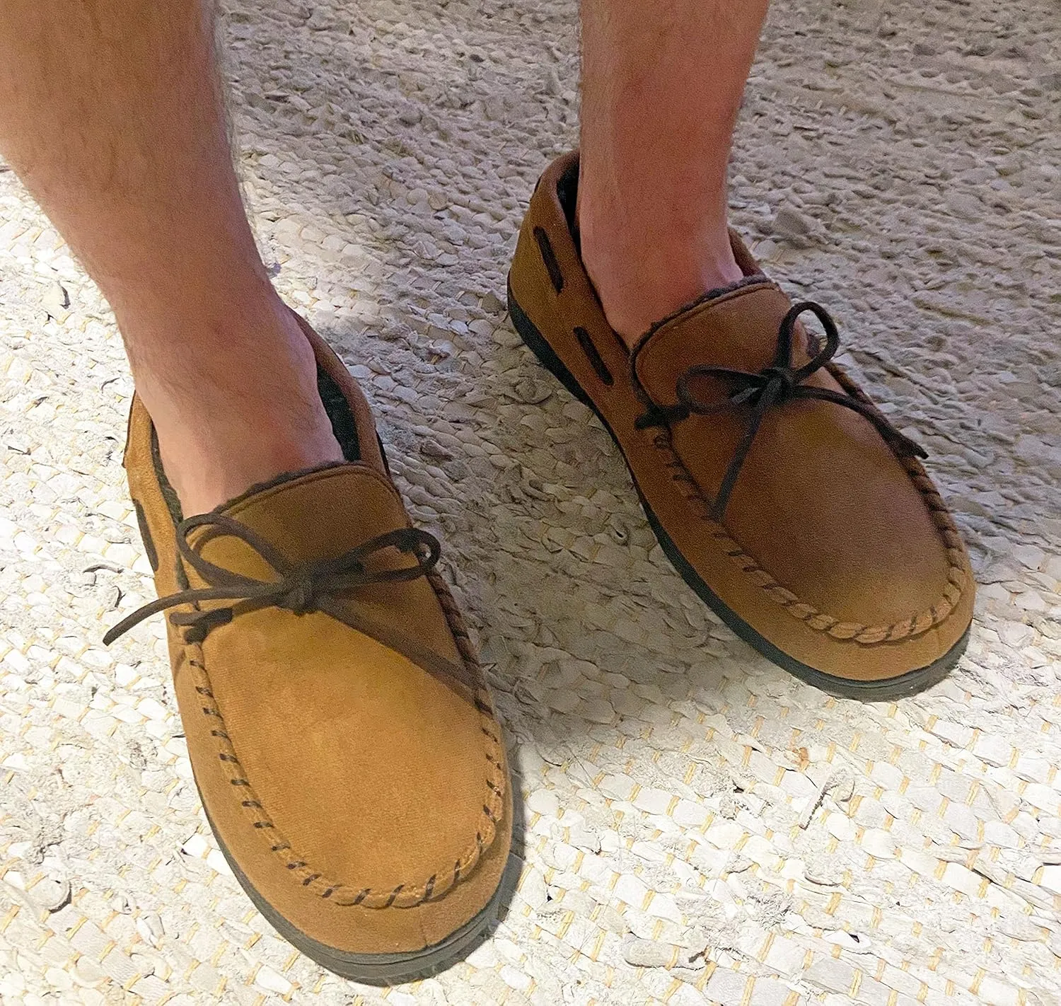 Dearfoams Gifts for Men, Dad, Brother, Husband - Men's Moccasin Slippers - Breathable Memory Foam Toby Men's Slipper