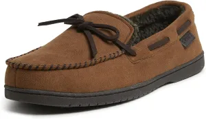 Dearfoams Gifts for Men, Dad, Brother, Husband - Men's Moccasin Slippers - Breathable Memory Foam Toby Men's Slipper