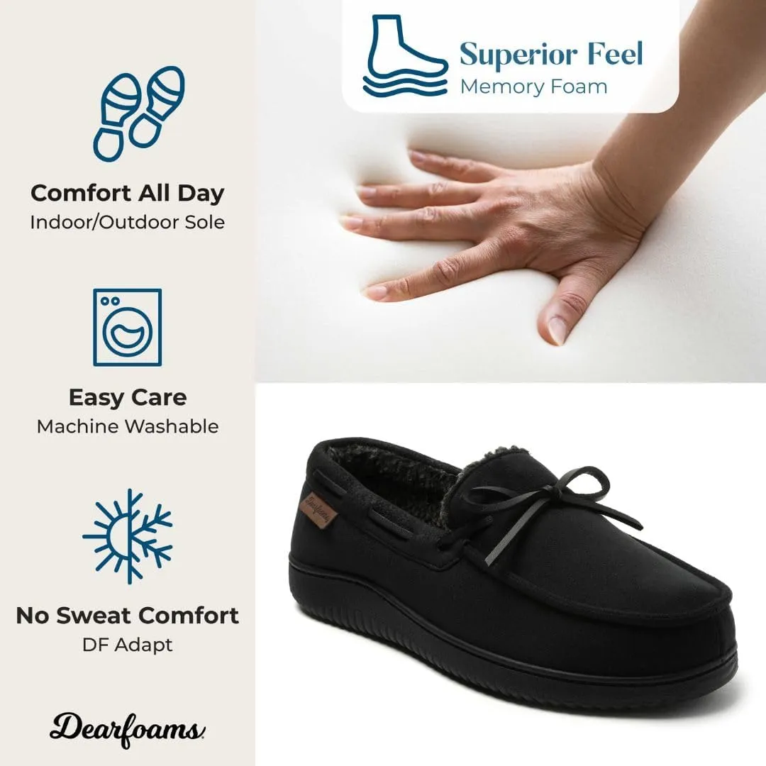 Dearfoams Men's Indoor Outdoor Breathable Pierce Moccasin Slipper