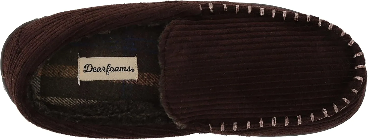 Dearfoams Men's Niles Corduroy Moccasin Slipper