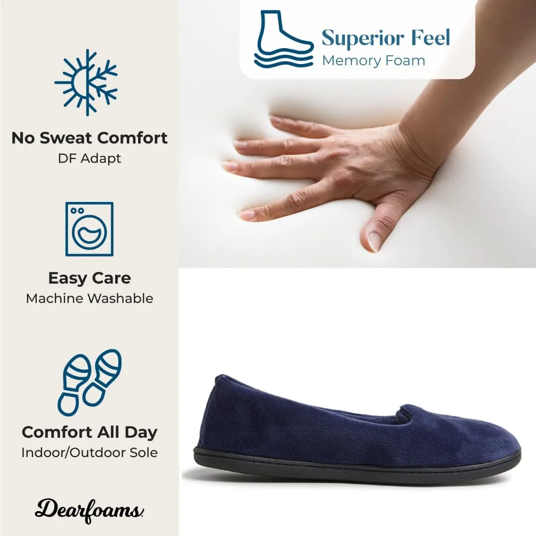 Dearfoams Women's Cozy Memory Foam Indoor Rebecca Closed Back House Ballet Slipper with Wide Widths