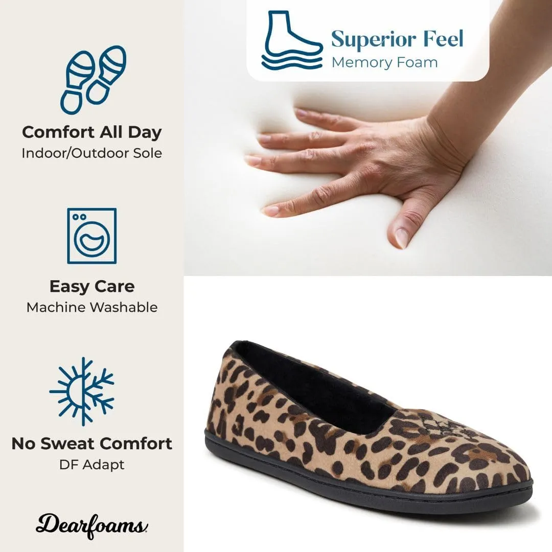 Dearfoams Women's Cozy Memory Foam Indoor Rebecca Closed Back House Ballet Slipper with Wide Widths