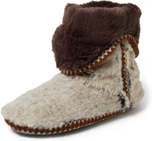 Dearfoams Women's Fuzzy Memory Foam Beth Bedroom Bootie Slipper Sock with Grippers
