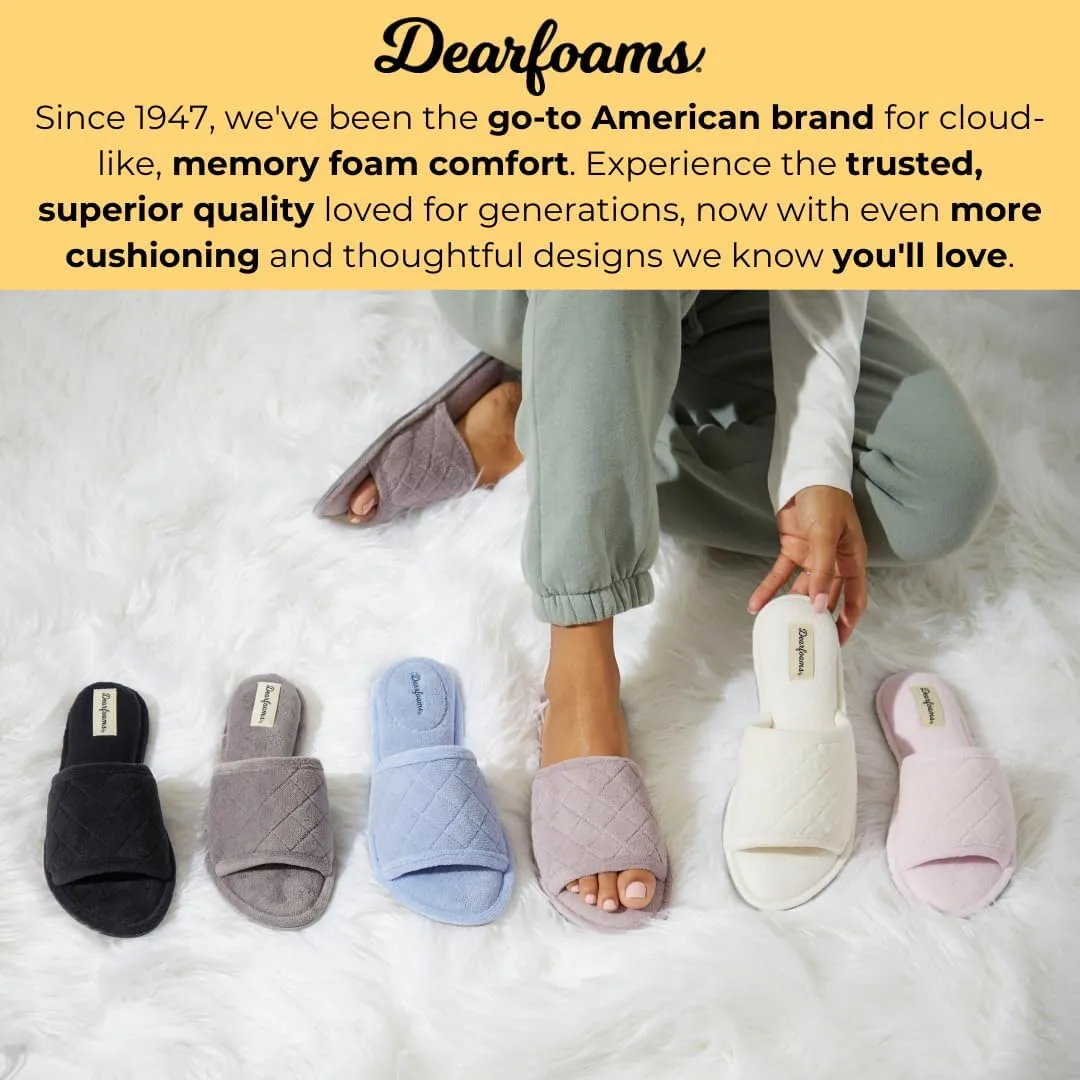 Dearfoams Women's Indoor Fuzzy Memory Foam Cloud Slip On Beatrice House Slide Slipper