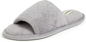 Dearfoams Women's Indoor Fuzzy Memory Foam Cloud Slip On Beatrice House Slide Slipper
