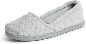 Dearfoams Women's Katie Velour Secure-fit Closed Back Memory Foam Comfort Slip on Loafer with Rubber Sole Slipper