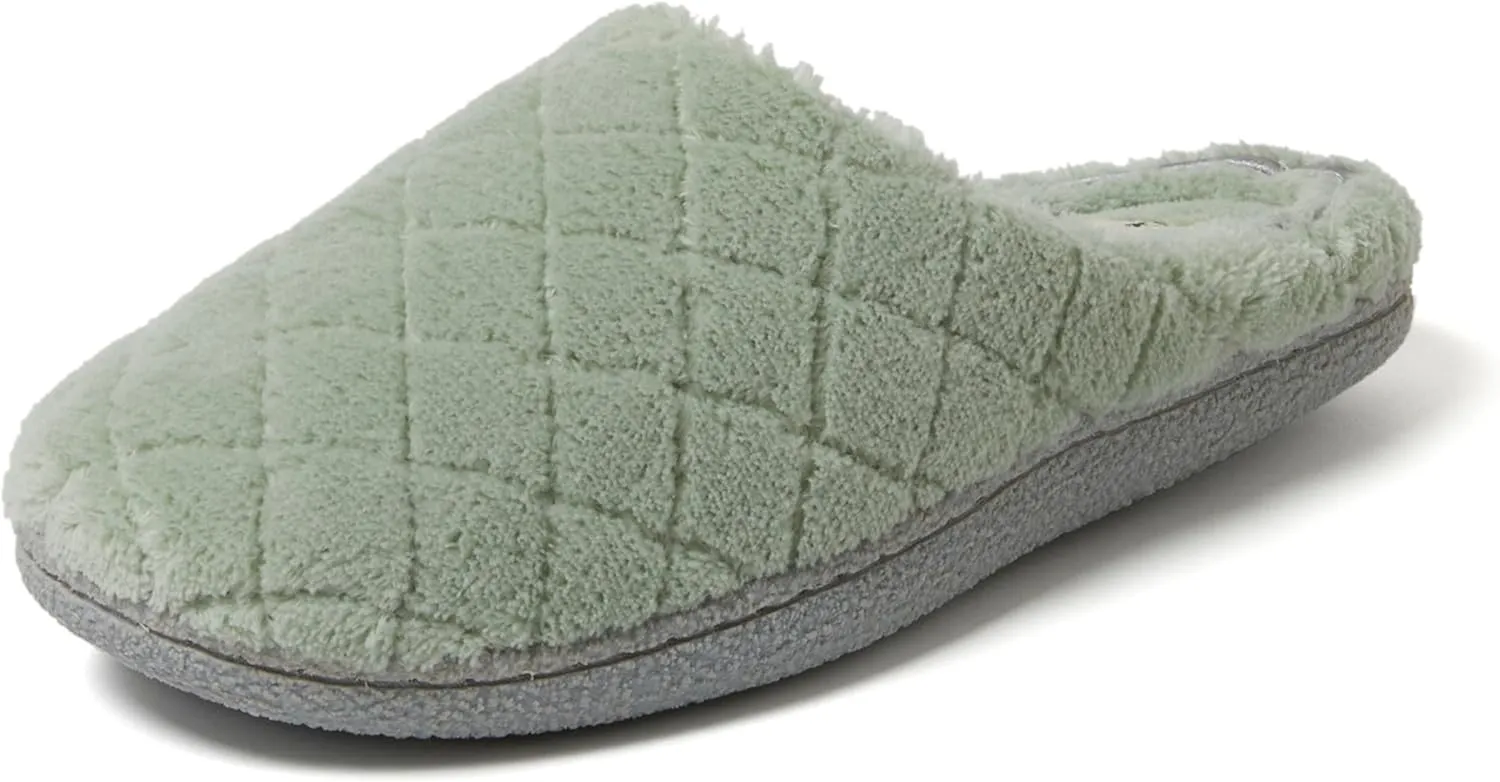 Dearfoams Women's Memory Foam Washable Leslie Clog House Slipper with Wide Widths
