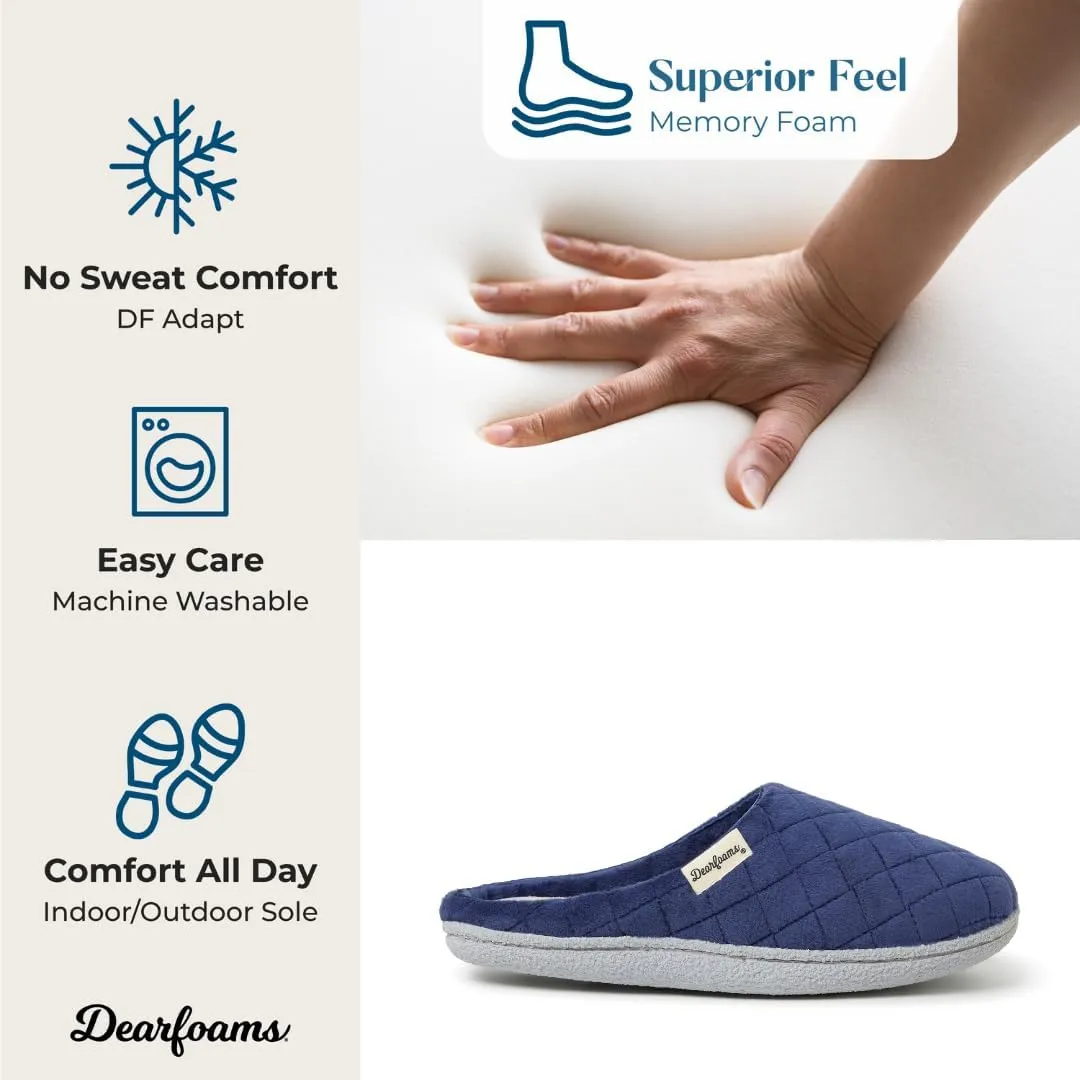 Dearfoams Women's Memory Foam Washable Leslie Clog House Slipper with Wide Widths